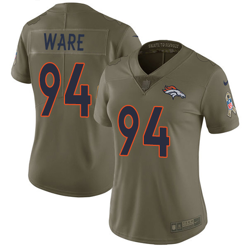 Nike Broncos #94 DeMarcus Ware Olive Women's Stitched NFL Limited Salute to Service Jersey
